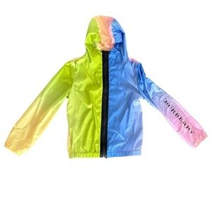 Burberry Kids rainbow lightweight hooded jacket in nylon size 14Y